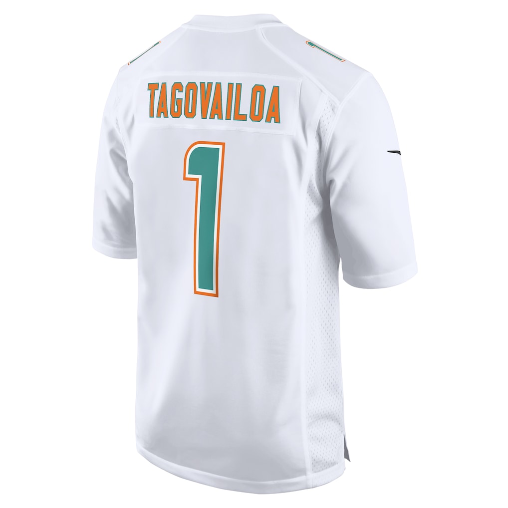 M.Dolphins #1 Tua Tagovailoa White Fashion Game Jersey