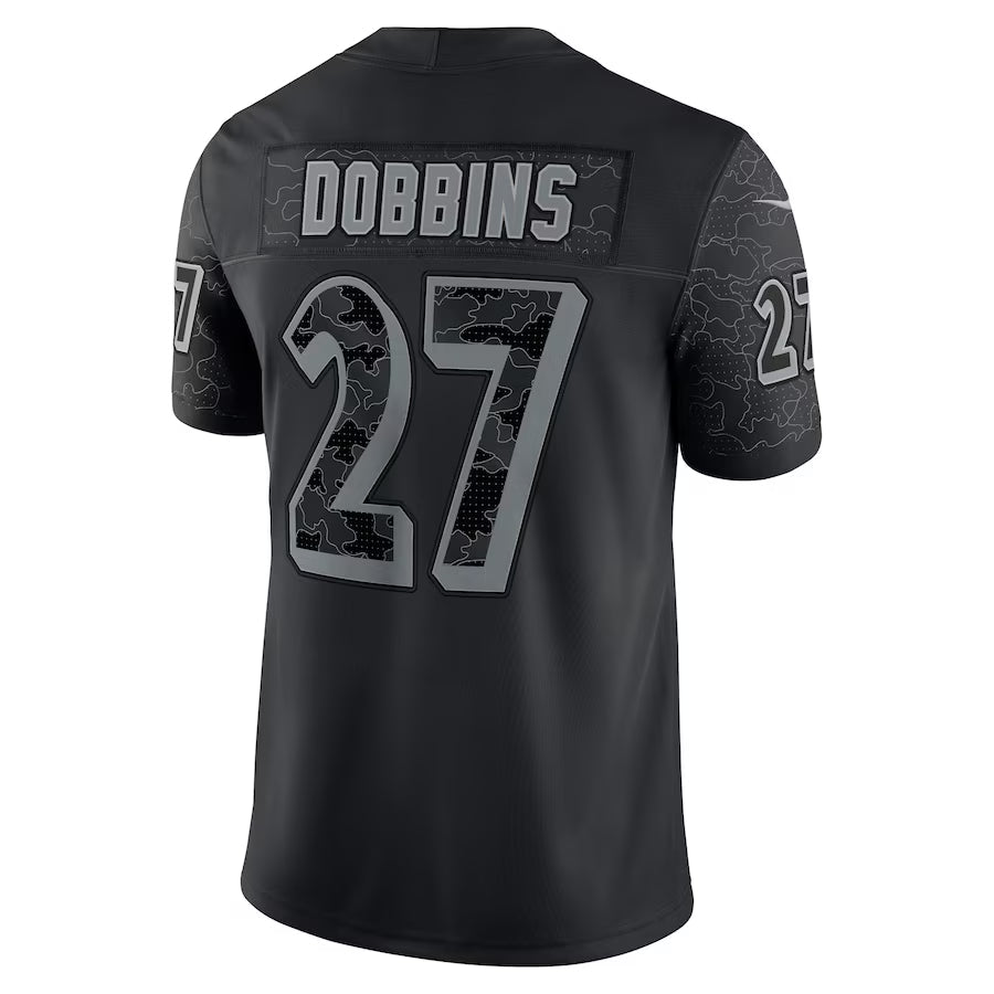 Men's  J.K. Dobbins Black Baltimore Ravens RFLCTV Limited Jersey