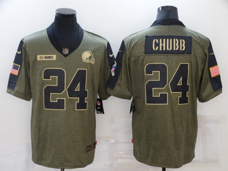 Men's Cleveland Browns Nick Chubb Olive Game Player Jersey