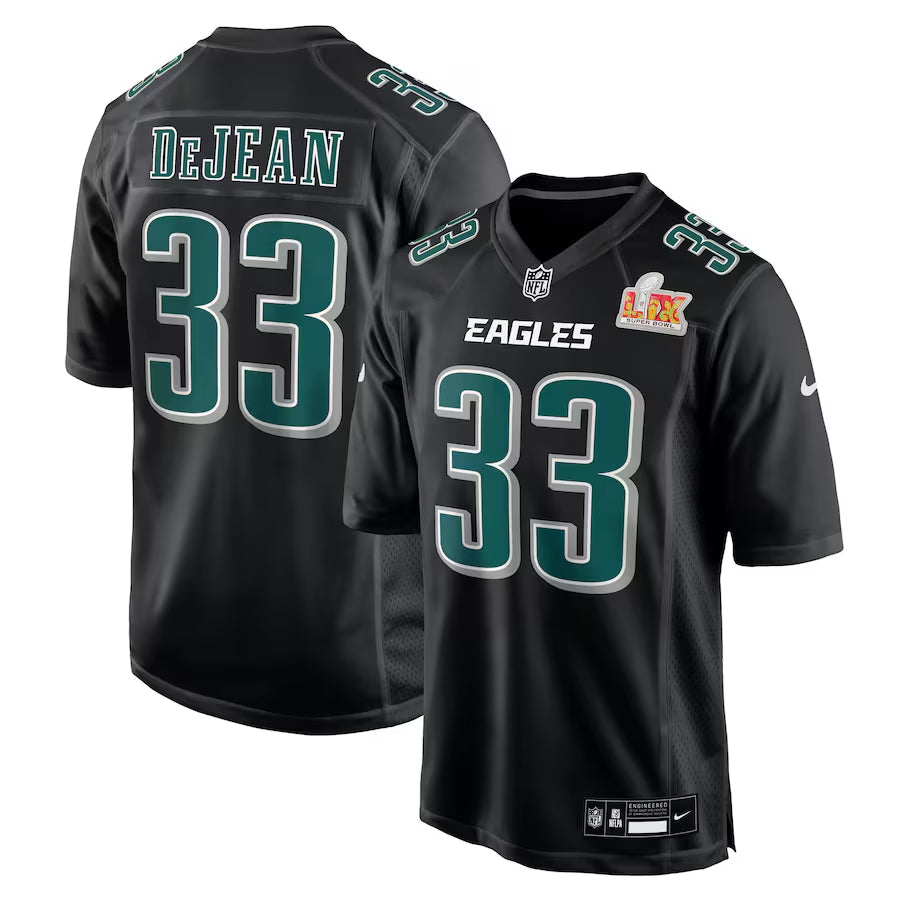 Men's Philadelphia Eagles Cooper DeJean  Carbon Black Super Bowl LIX Fashion Game  Jersey