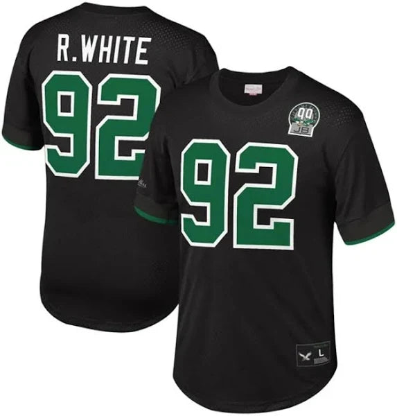 Men's  Reggie White Black Philadelphia Eagles Retired Player Name Number Mesh Top