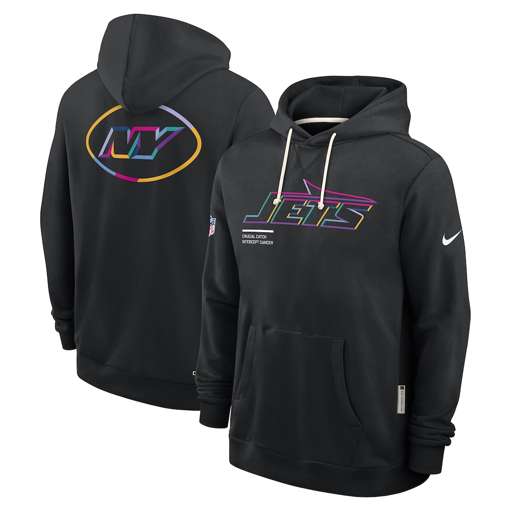 Men's New York Jets  Black 2025 NFL Crucial Catch Sideline Standard Issue Dri-FIT Hoodie