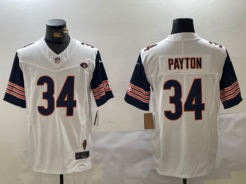 Men's Chicago Bears Walter Payton White Alternate Game Player Jersey