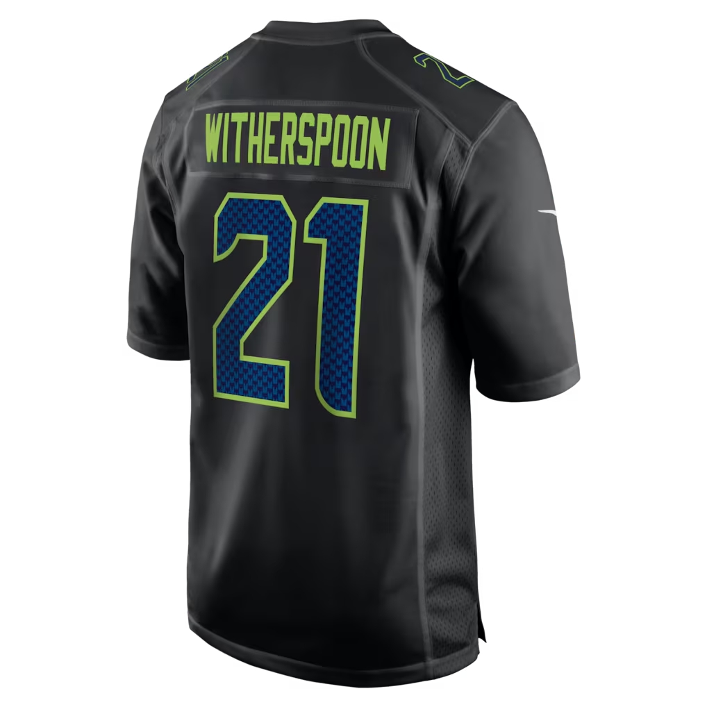 Men's Seattle Seahawks Devon Witherspoon  Black Super Bowl LX Patch Carbon Fashion Game Jersey