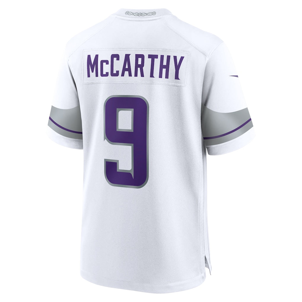 M.Vikings #9 J.J. McCarthy White Alternate Game Player Jersey