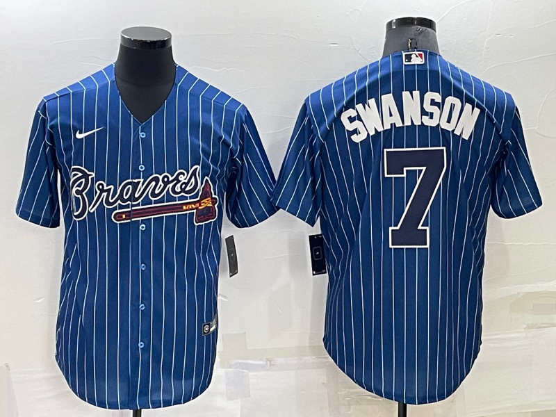Men's Atlanta Braves Dansby Swanson Blue Replica Player Jersey