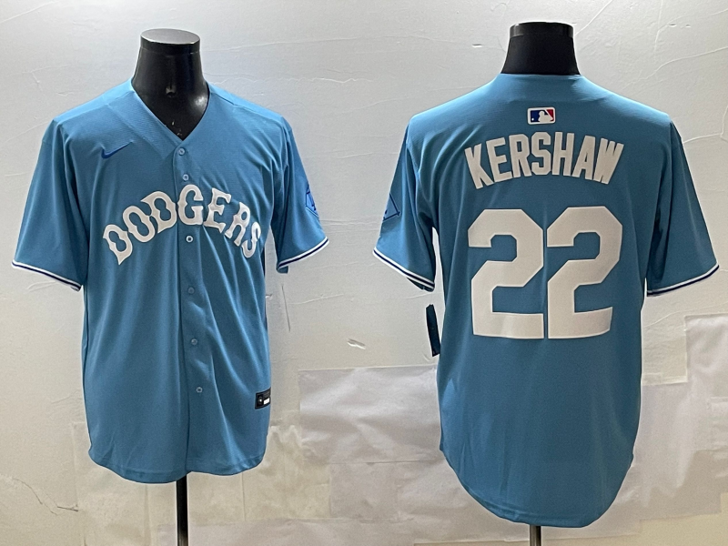 Men's Los Angeles Dodgers Clayton Kershaw Light Blue Limited Player Jersey