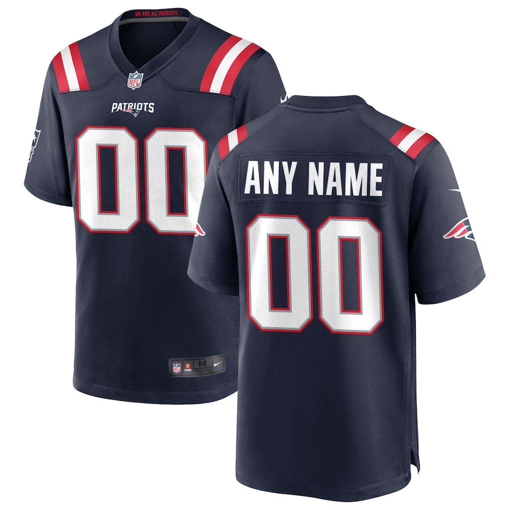 Men's New England Patriots Navy Custom Game Jersey