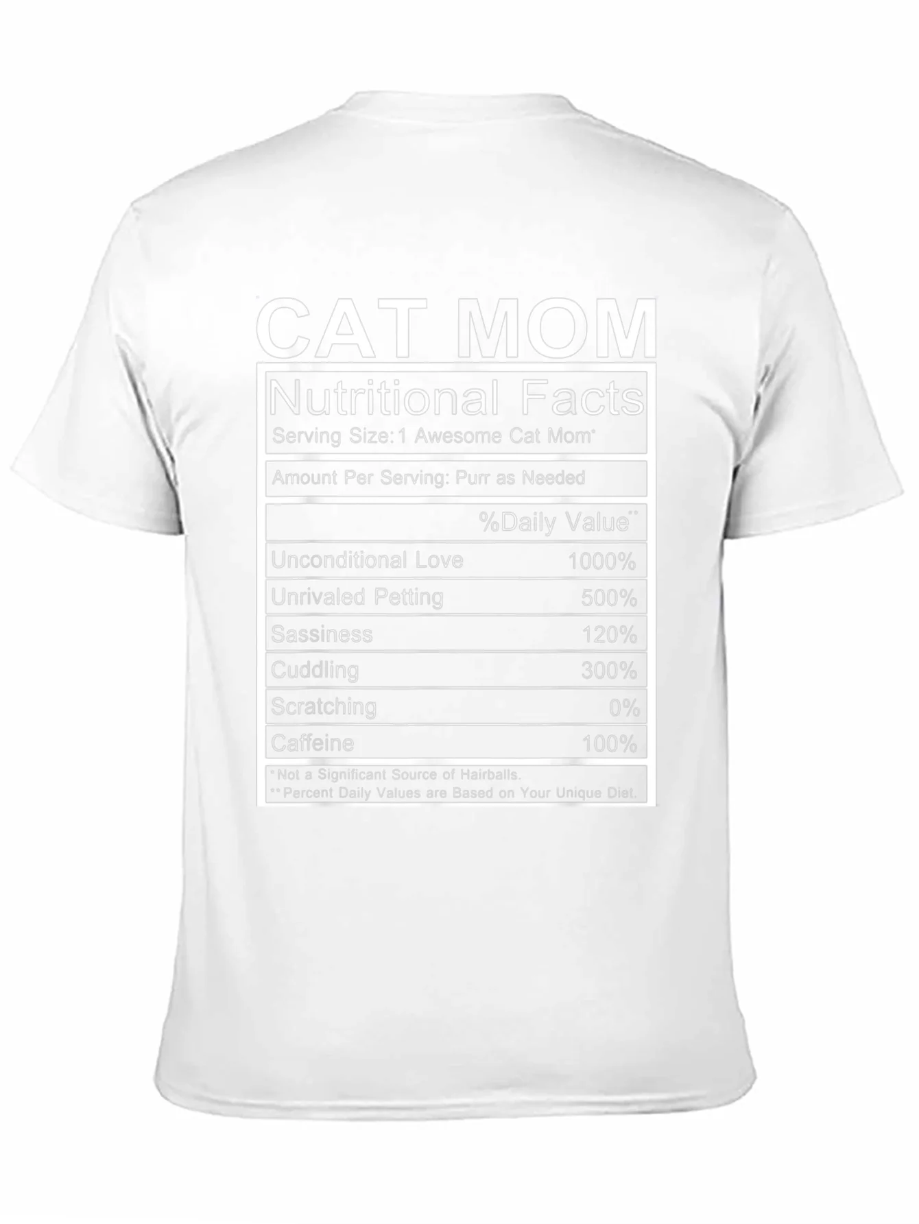 Cat Mom Nutritional Facts Funny T-Shirt