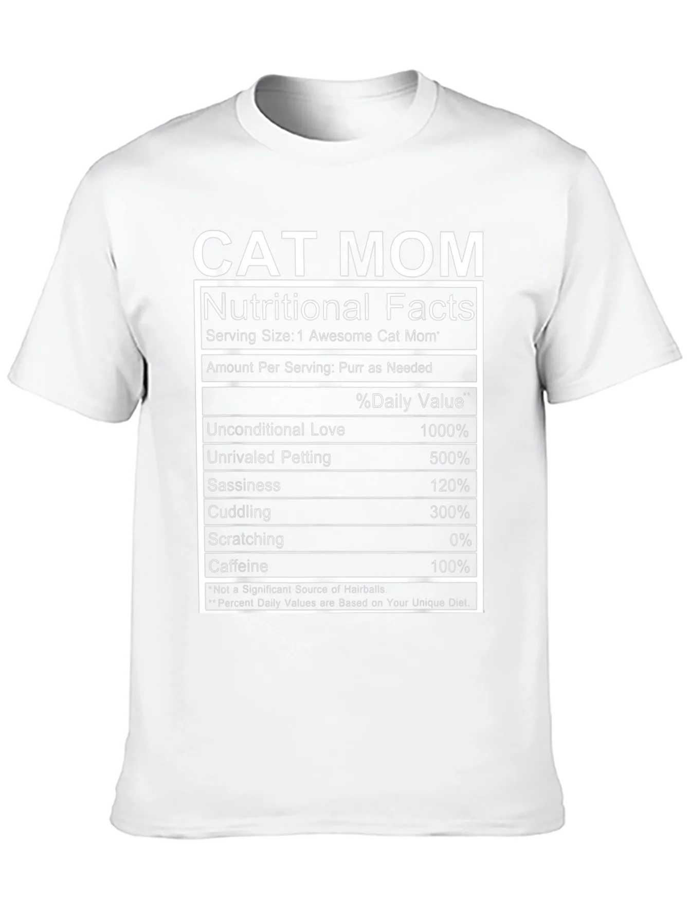Cat Mom Nutritional Facts Funny T-Shirt