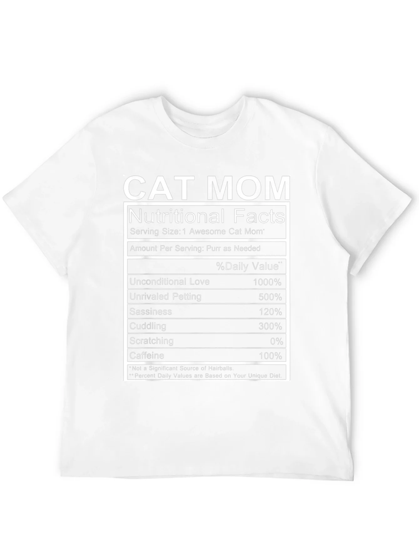 Cat Mom Nutritional Facts Funny T-Shirt