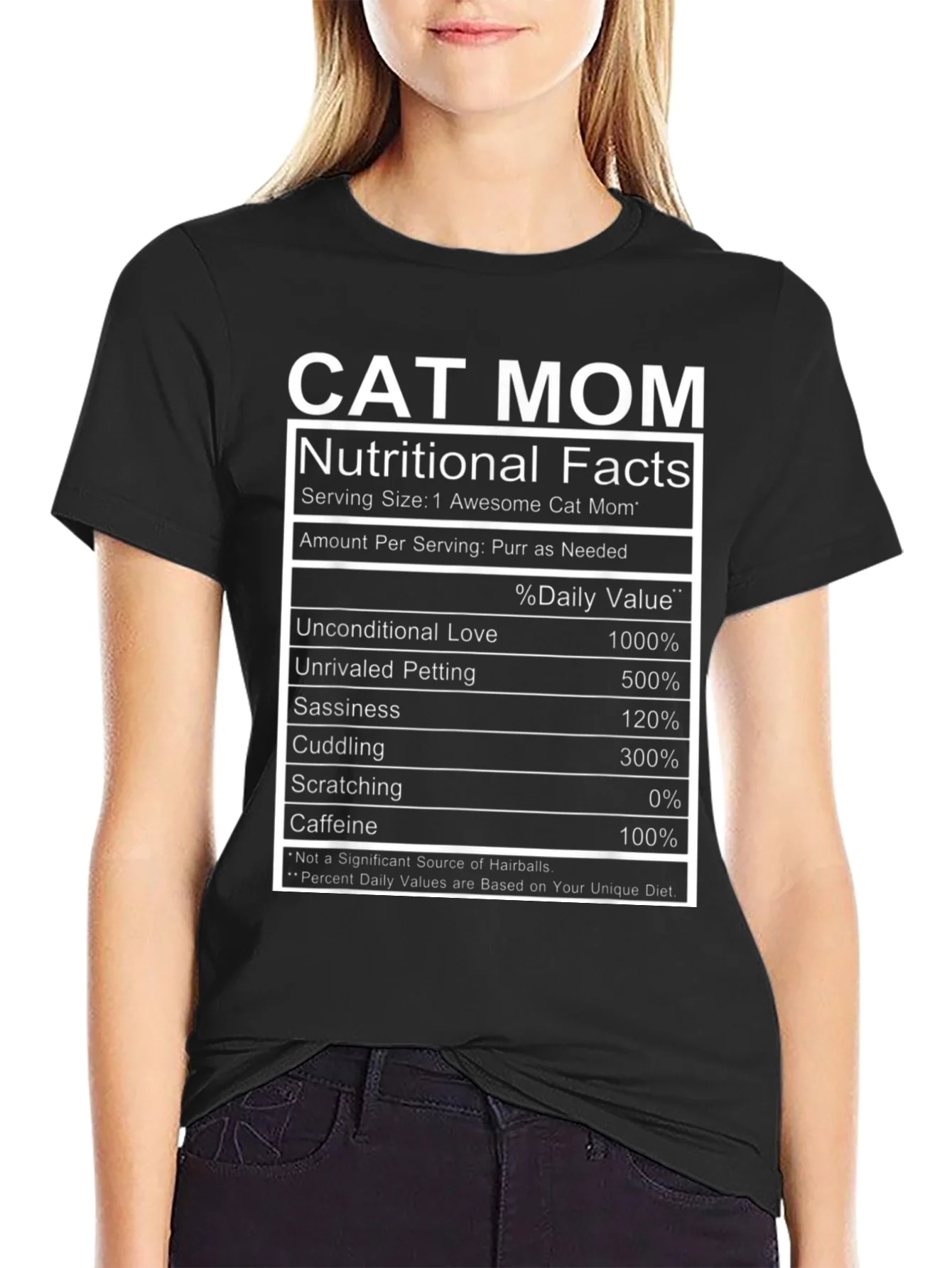 Cat Mom Nutritional Facts Funny T-Shirt