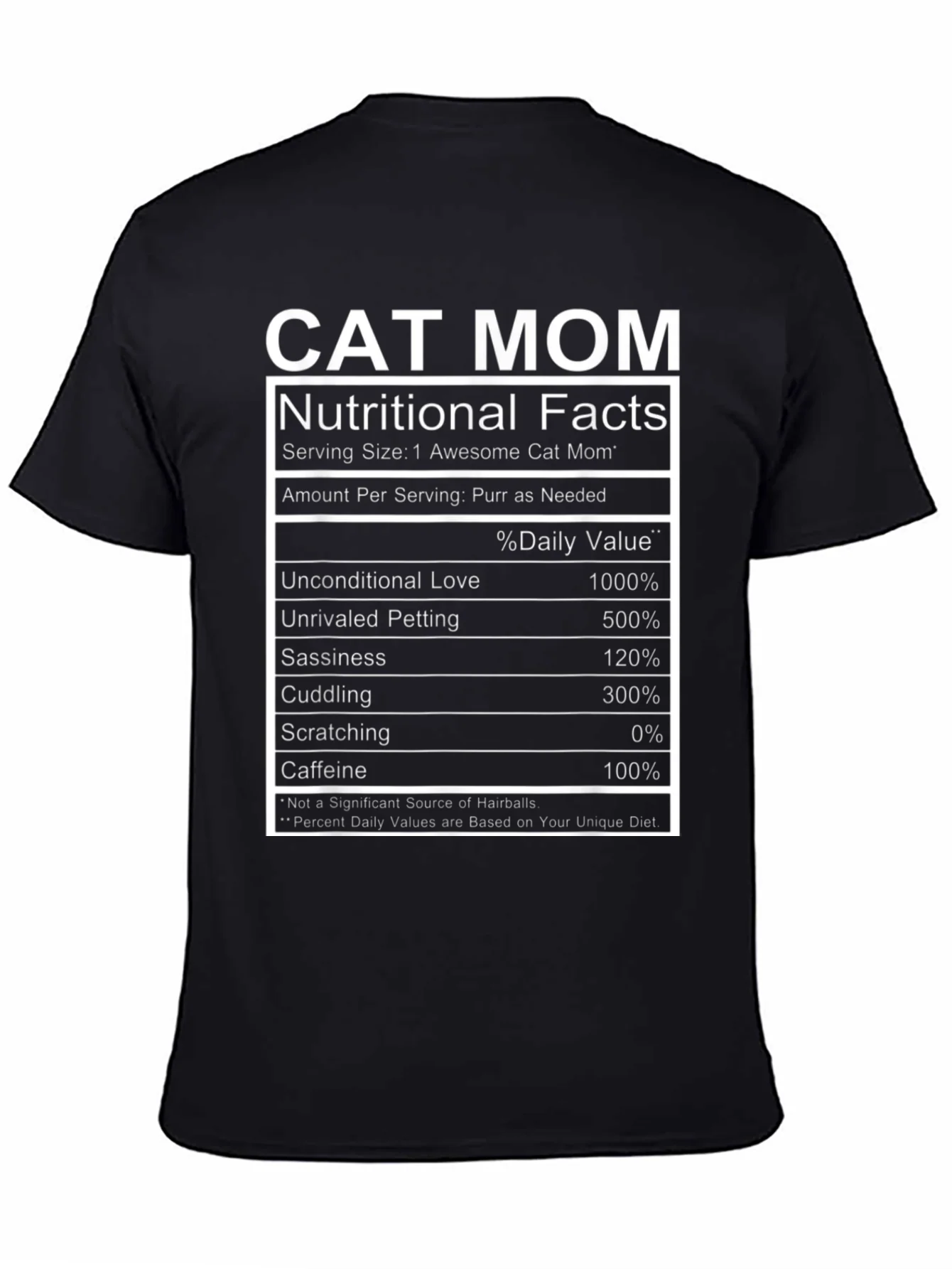 Cat Mom Nutritional Facts Funny T-Shirt