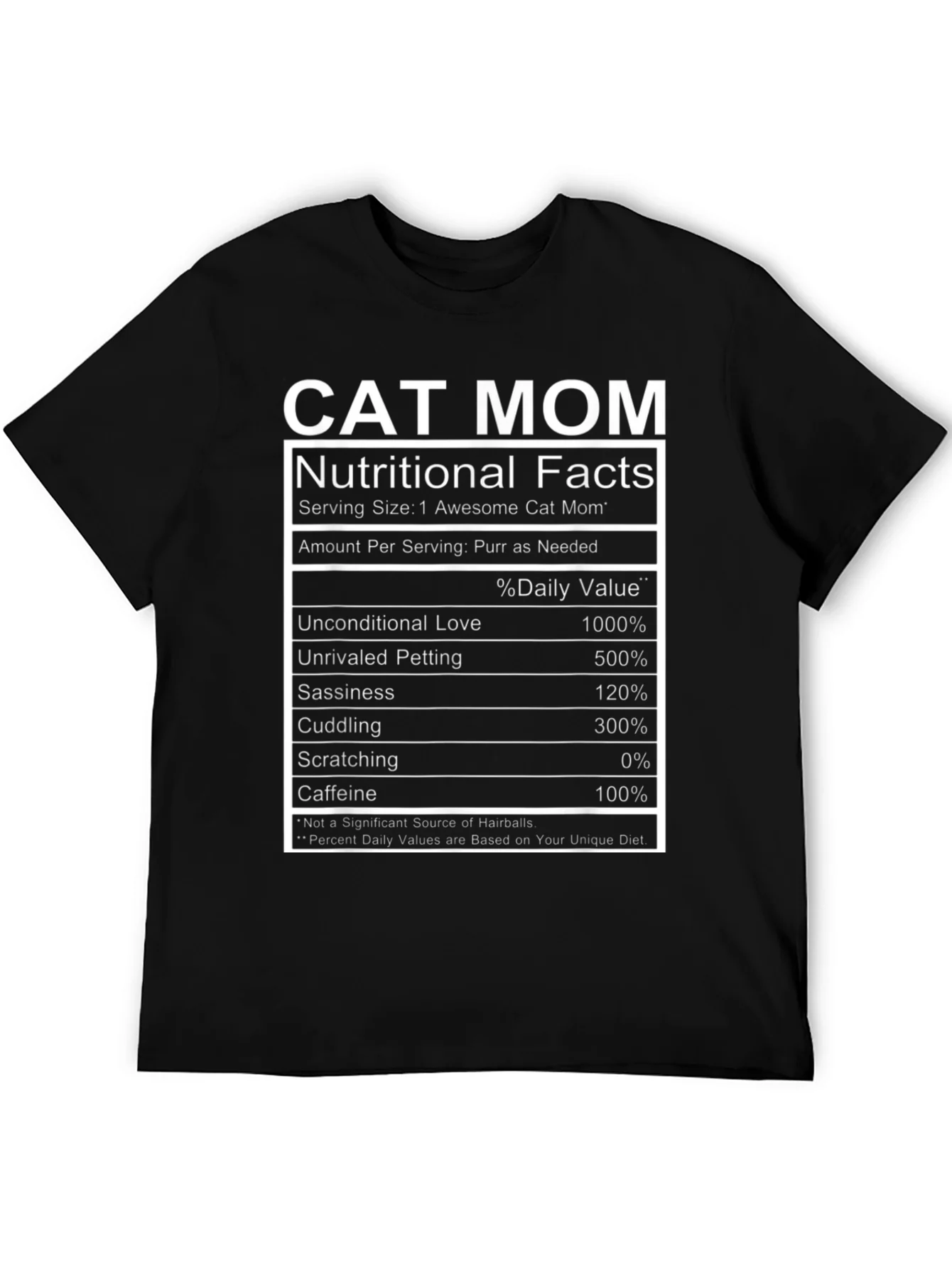Cat Mom Nutritional Facts Funny T-Shirt