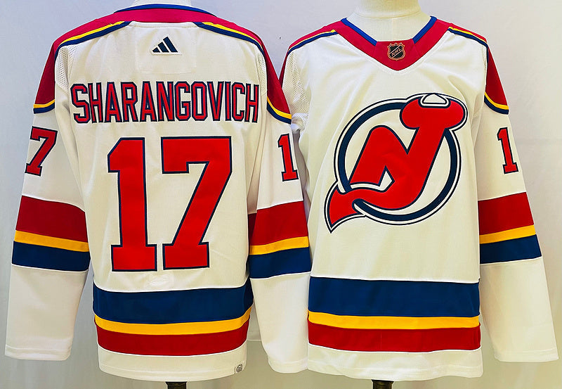 Men's New Jersey1 Devils Yegor Sharangovich #17 White Game Jersey1