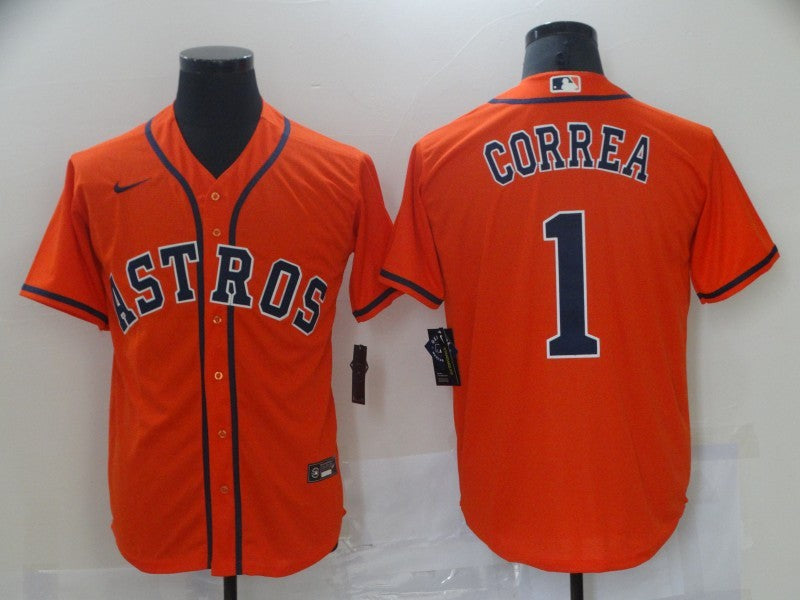 Men's Houston Astros Carlos Correa Orange Replica Baseball Jersey