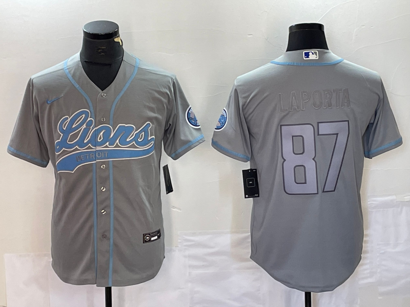 Men's Detroit Lions Sam LaPorta Gray Player Jersey Joint Edition