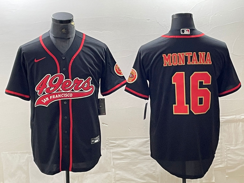 Men's San Francisco 49ers Joe Montana Black Fashion Jersey Joint Edition