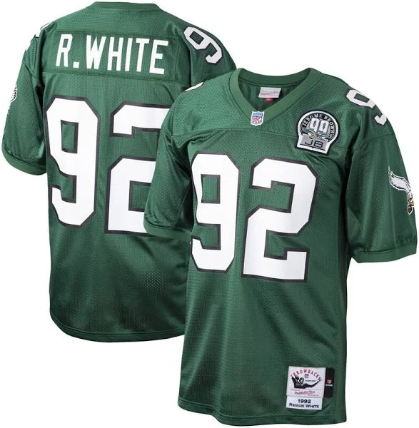 Men's  Reggie White Green Philadelphia Eagles Authentic Throwback Retired Player Jersey