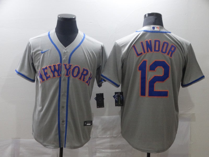 Men's New York Mets Francisco Lindor Gray Replica Baseball Jersey