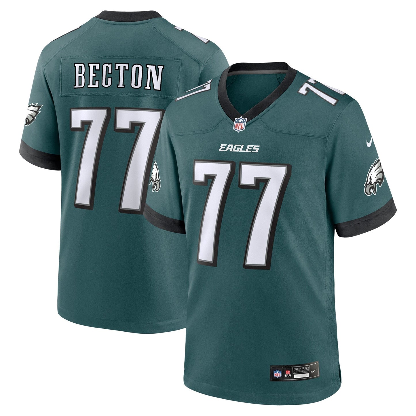 Mekhi Becton Philadelphia Eagles  Team Game Jersey - Midnight Green