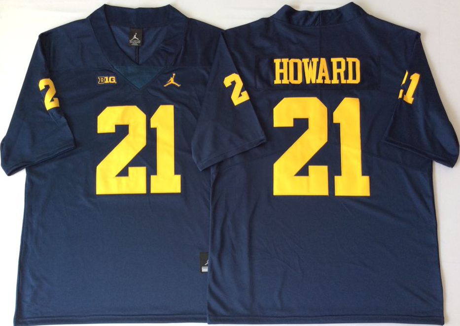 Men's Michigan Wolverines Desmond Howard Navy Alumni Player Game Jersey