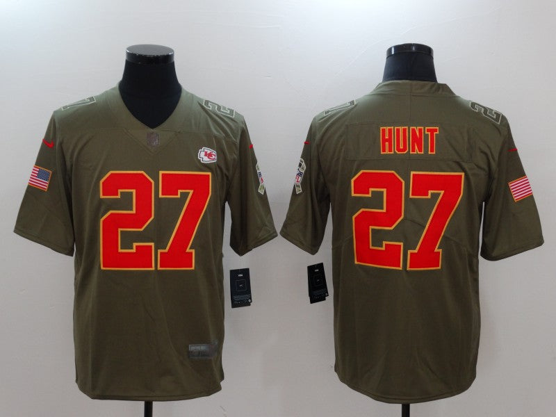 Men's Kansas City Chiefs Karim Hunt #27 Brown Game Jersey1