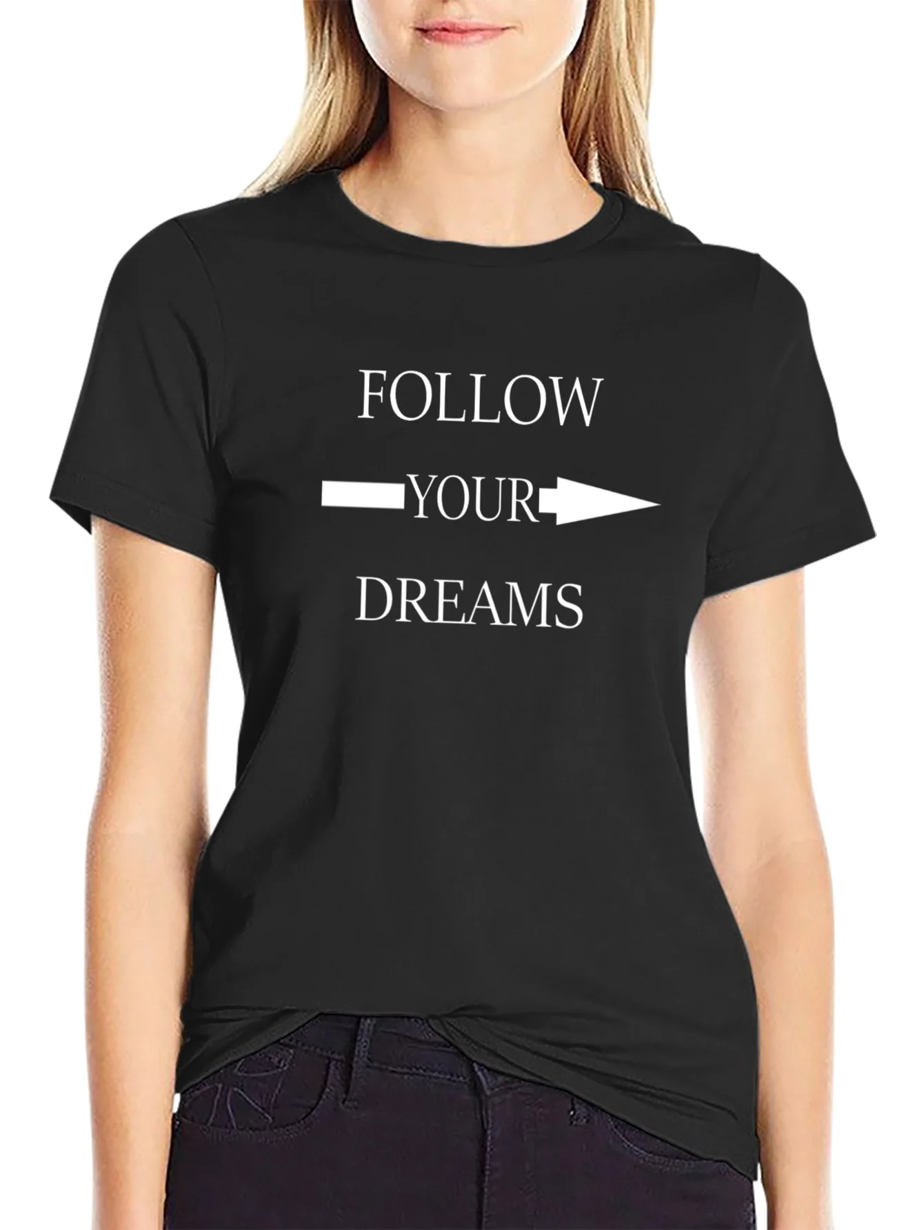 Follow Your Dreams Graphic Tee - Motivational Black T-Shirt