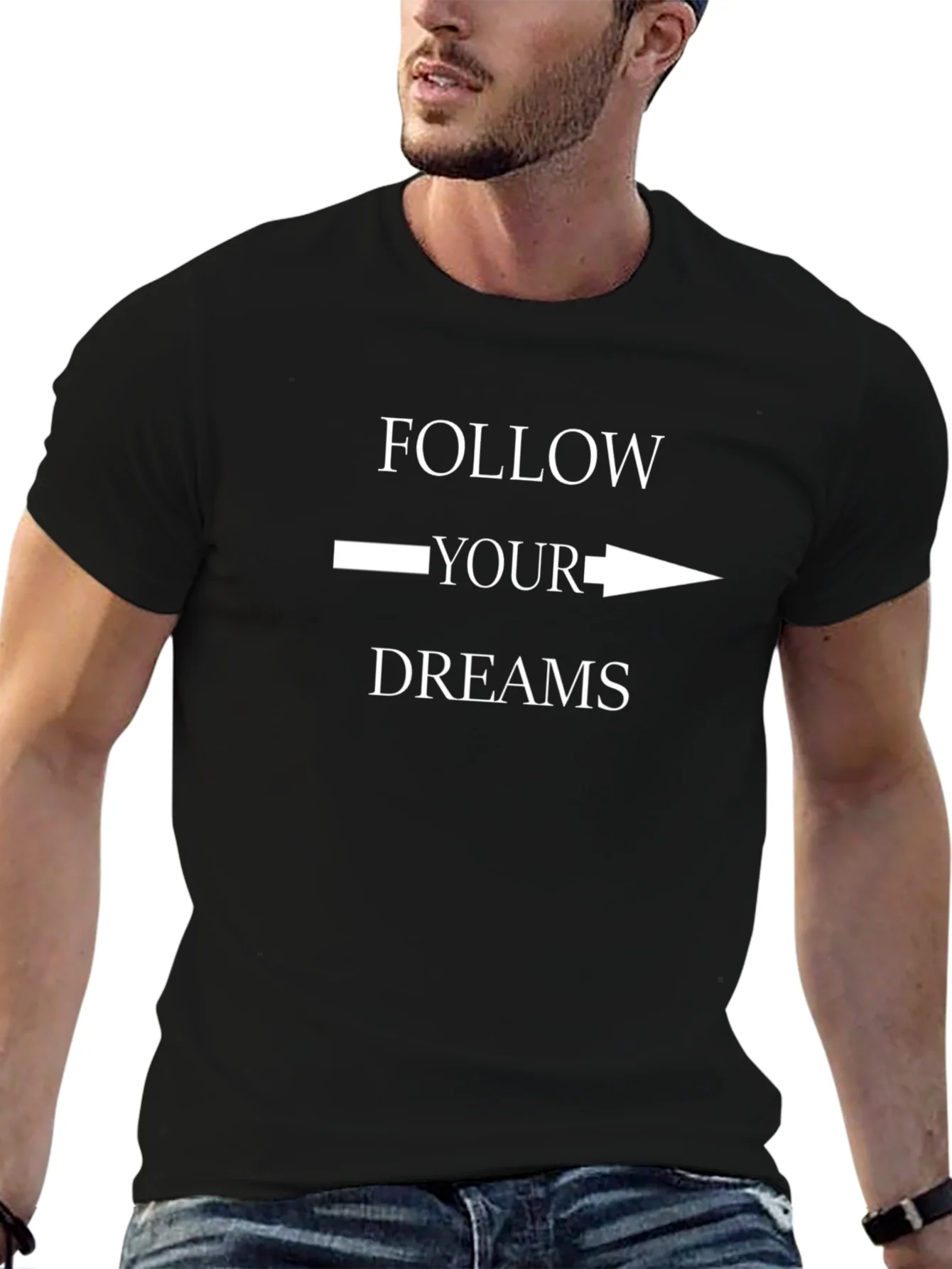 Follow Your Dreams Graphic Tee - Motivational Black T-Shirt