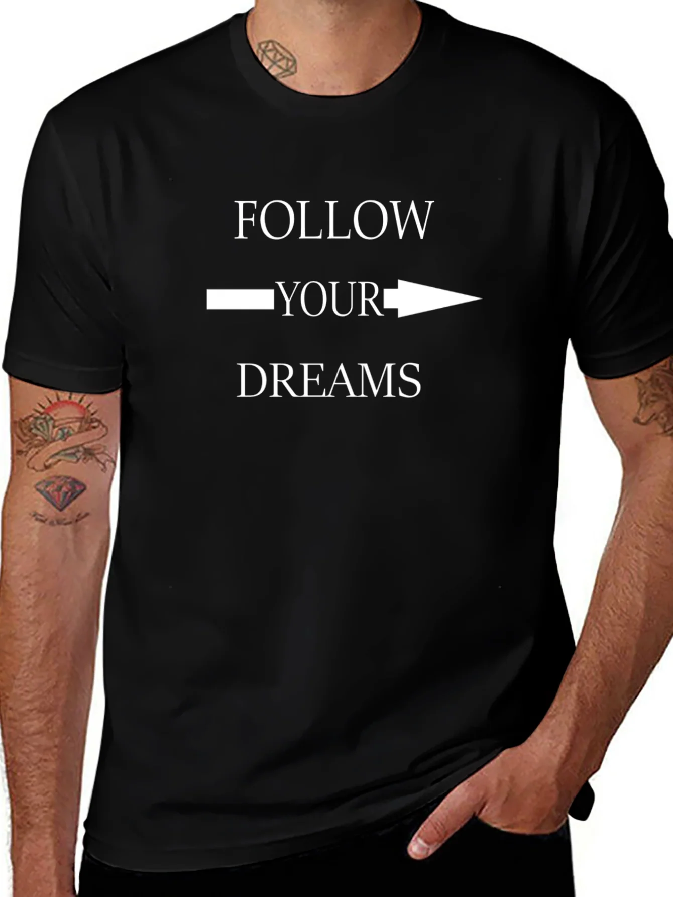 Follow Your Dreams Graphic Tee - Motivational Black T-Shirt