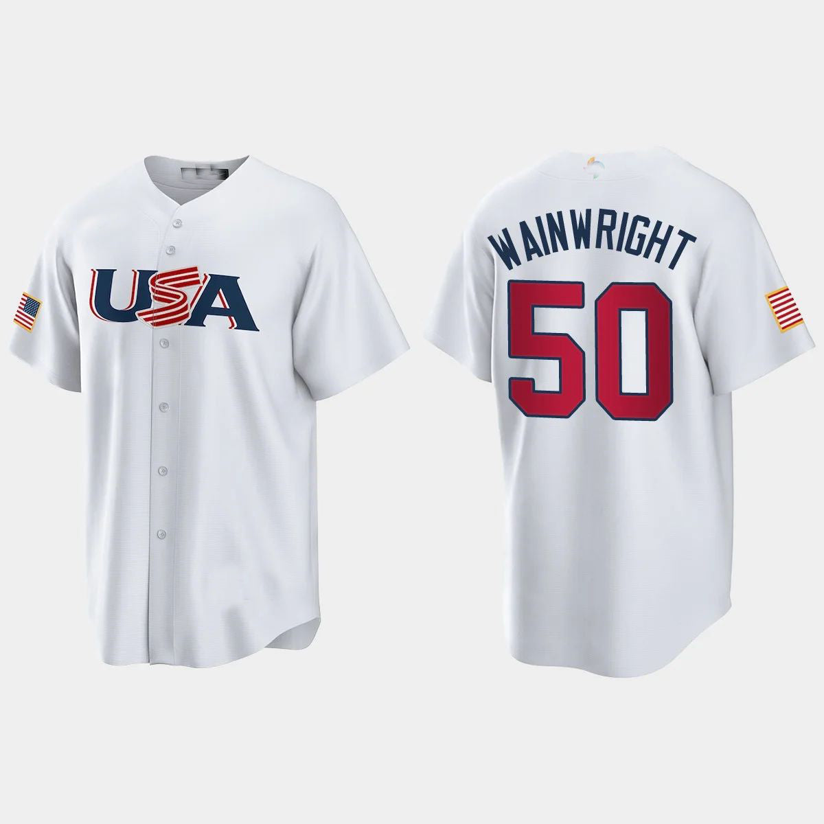 ADAM WAINWRIGHT ST. LOUIS CARDINALS 2023 WORLD BASEBALL CLASSIC USA REPLICA JERSEY C WHITE Stitches Baseball Jerseys