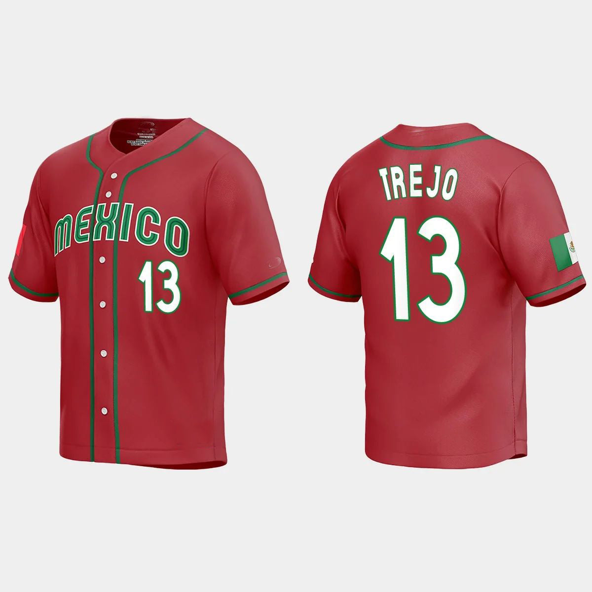 #13 ALAN TREJO MEXICO BASEBALL 2023 WORLD BASEBALL CLASSIC REPLICA JERSEY C RED  Stitches Baseball Jerseys