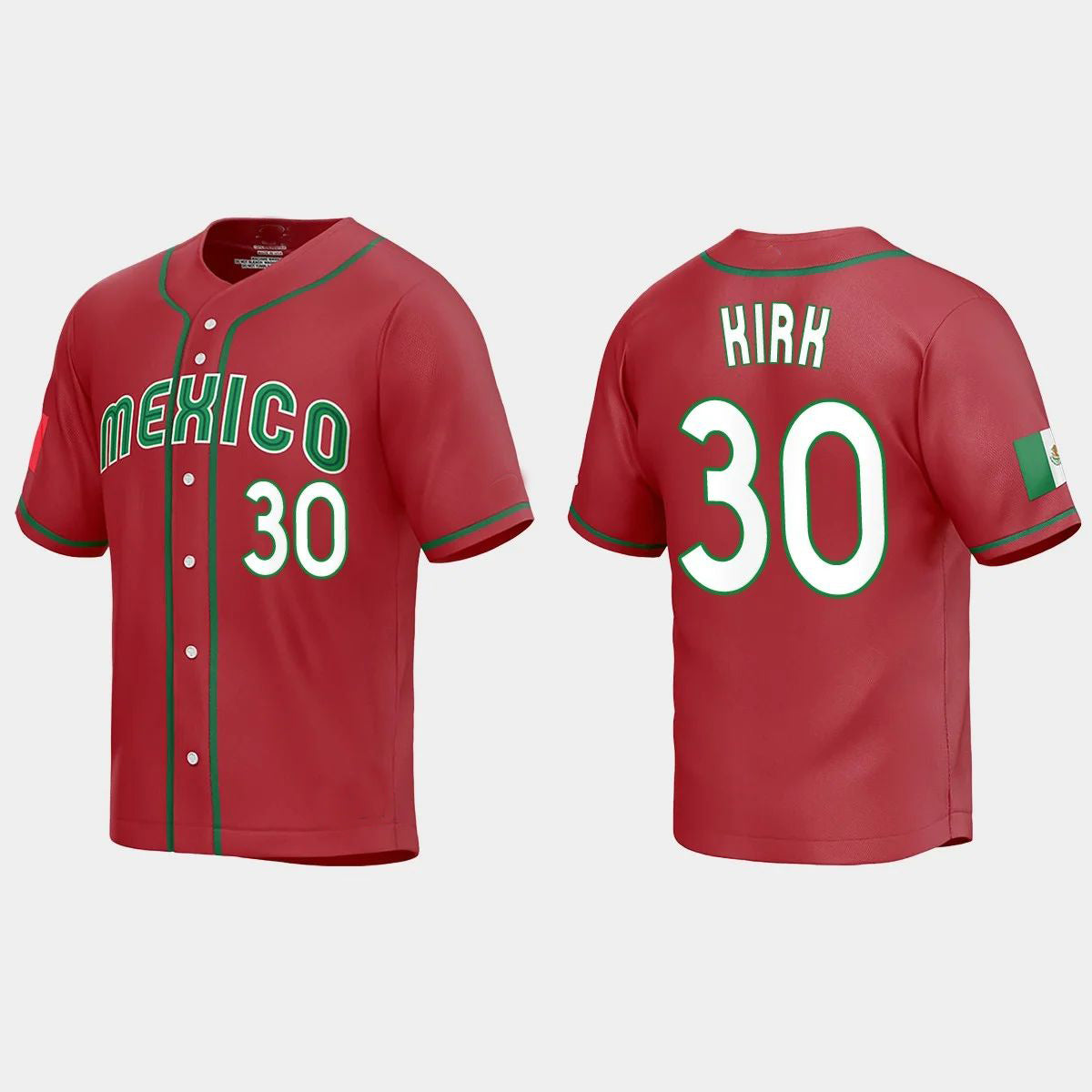 #30 ALEJANDRO KIRK MEXICO BASEBALL 2023 WORLD BASEBALL CLASSIC REPLICA JERSEY C RED Stitches Baseball Jerseys