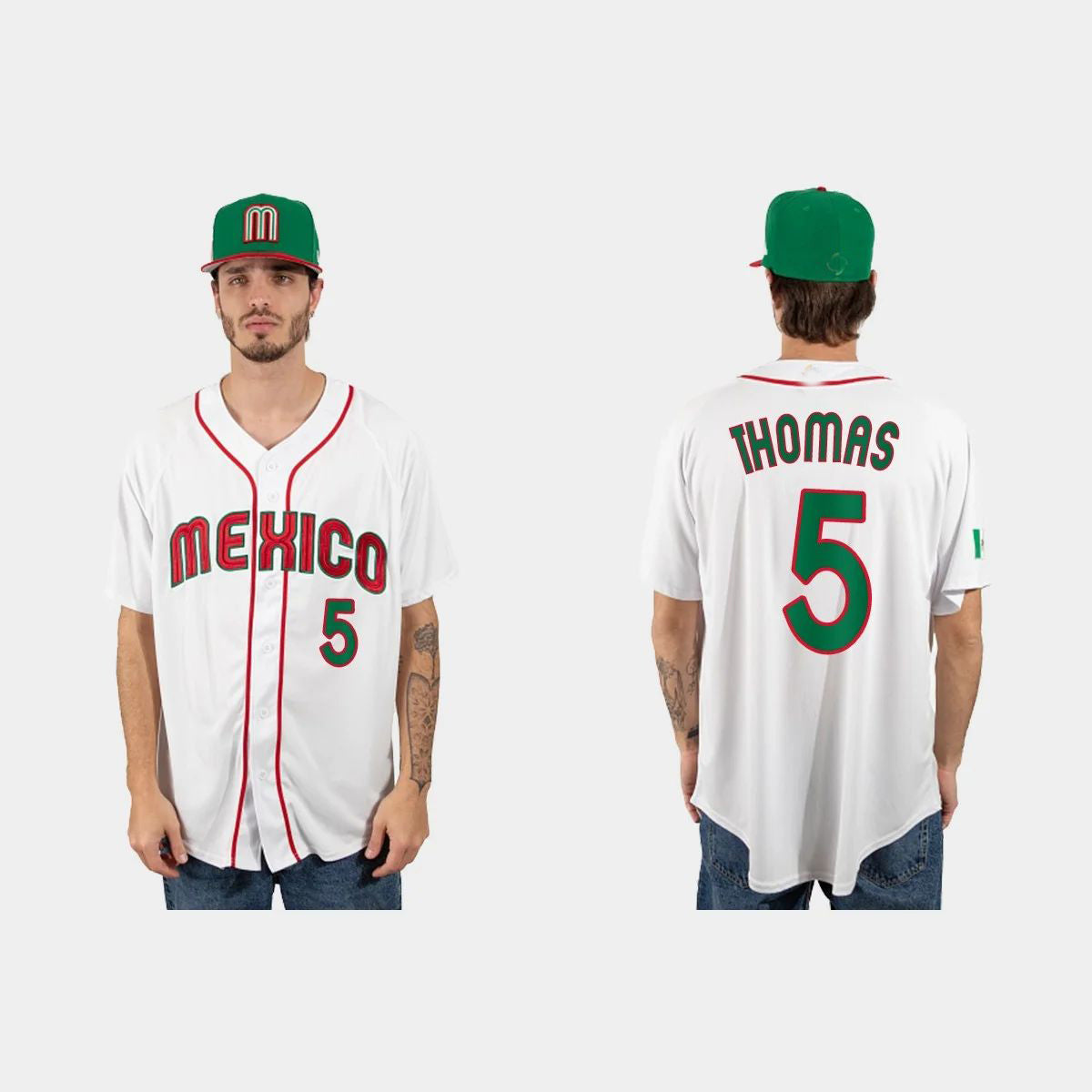#5 ALEK THOMAS MEXICO BASEBALL 2023 WORLD BASEBALL CLASSIC JERSEY C WHITE Stitches Baseball Jerseys