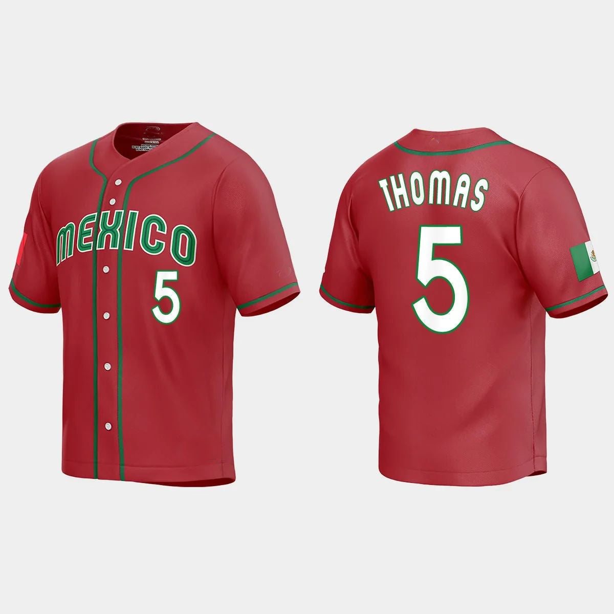 #5 ALEK THOMAS MEXICO BASEBALL 2023 WORLD BASEBALL CLASSIC REPLICA JERSEY C RED Stitches Baseball Jerseys