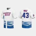 #43 ALEXIS DIAZ PUERTO RICO BASEBALL 2023 WORLD BASEBALL CLASSIC JERSEY C WHITE Stitches Baseball Jerseys