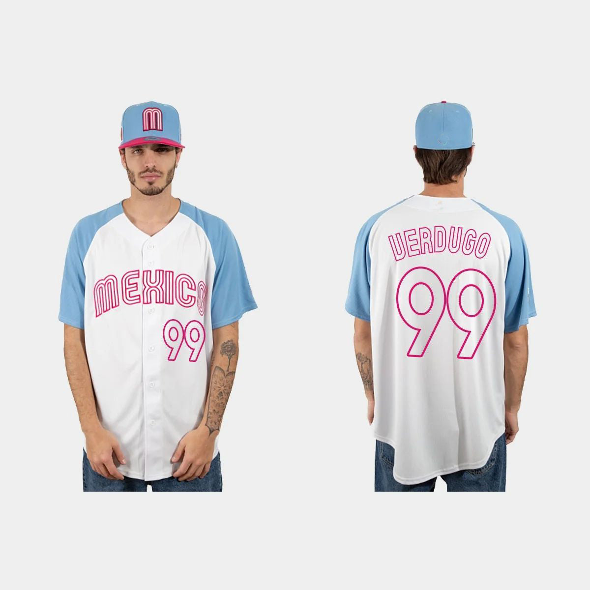 #99 ALEX VERDUGO MEXICO BASEBALL 2023 WORLD BASEBALL CLASSIC JERSEY C WHITE BLUE Stitches Baseball Jerseys