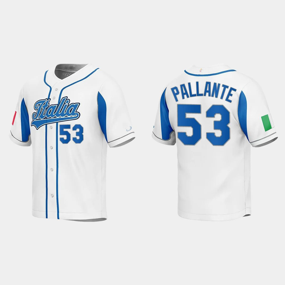 #53 ANDRE PALLANTE ITALY BASEBALL 2023 WORLD BASEBALL CLASSIC JERSEY C WHITE Stitches Baseball Jerseys