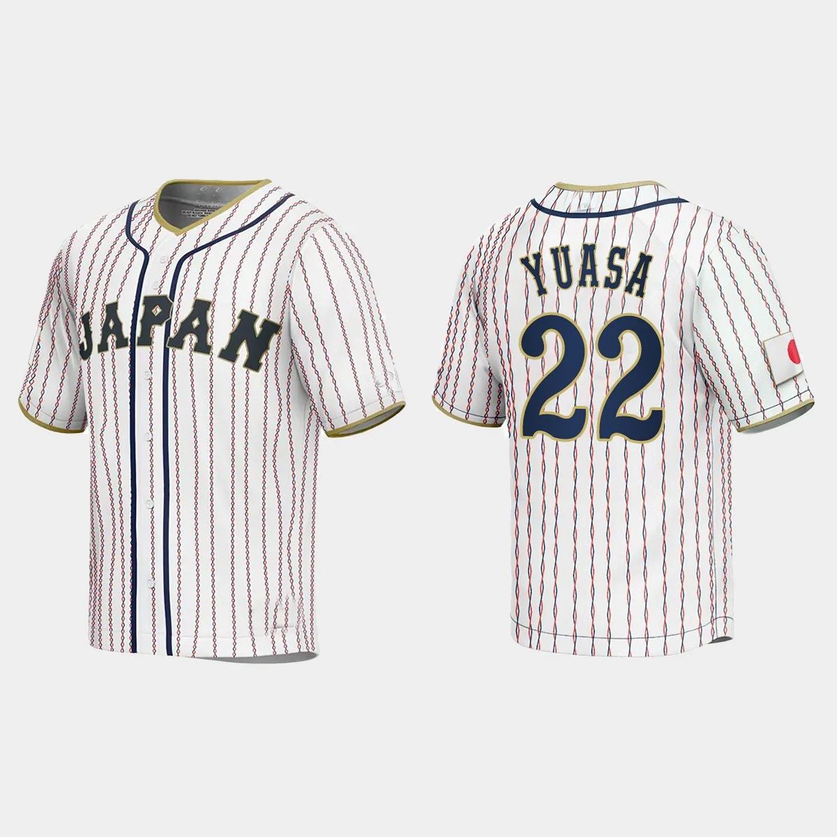 #22 ATSUKI YUASA JAPAN BASEBALL 2023 WORLD BASEBALL CLASSIC JERSEY C WHITE Stitches Baseball Jerseys