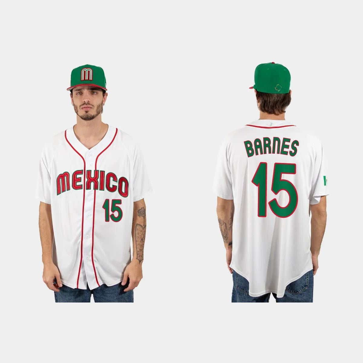 #15 AUSTIN BARNES MEXICO BASEBALL 2023 WORLD BASEBALL CLASSIC JERSEY C WHITE Stitches Baseball Jerseys