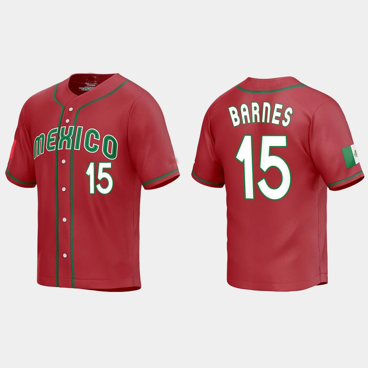 #15 AUSTIN BARNES MEXICO BASEBALL 2023 WORLD BASEBALL CLASSIC REPLICA JERSEY C RED Stitches Baseball Jerseys