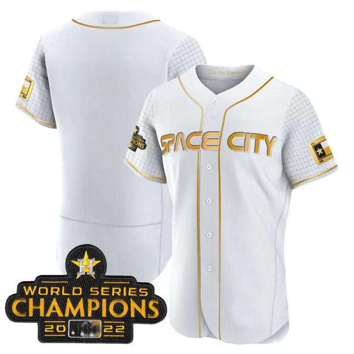 Houston Astros 2023 SPACE CITY CHAMPIONS FLEX JERSEY CWHITE ALL STITCHEDBaseball Jerseys