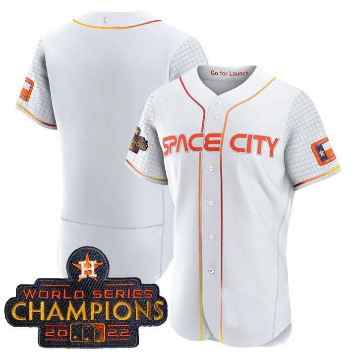 Houston Astros WHITE 2023 SPACE CITY CHAMPIONS FLEX JERSEY C ALL STITCHEDBaseball Jerseys