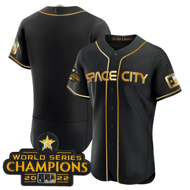 Houston Astros 2023 SPACE CITY CHAMPIONS FLEX JERSEY CBLACK ALL STITCHEDBaseball Jerseys