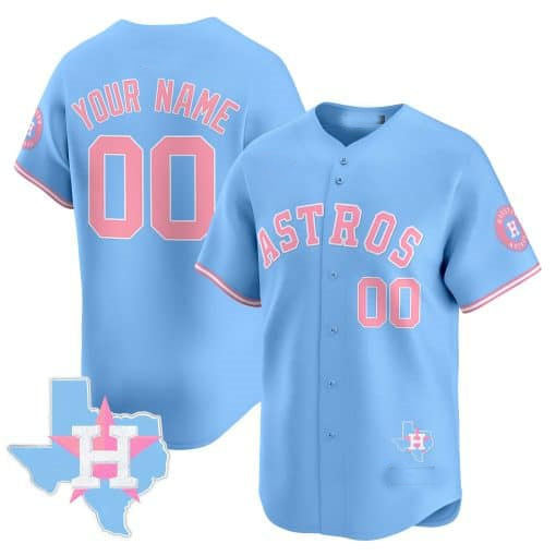 Custom Houston Astros Bubblegum Blue Vapor Premier Limited C All Stitched Baseball Jersey