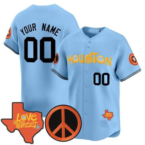 Custom Houston Astros Love Street & Peace Sign Patch Vapor Premier Limited V2 C All Stitched Baseball Jersey