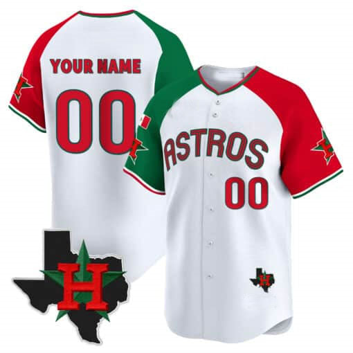 Custom Houston Astros Mexico Texas Patch Vapor Premier Limited V3 WhiteC All Stitched Baseball Jersey