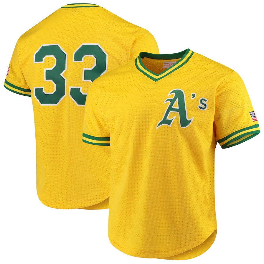 Oakland Athletics #33 Jose Canseco  Cooperstown Collection Mesh Batting Practice Jersey - Gold Stitched Baseball Jersey