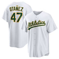 Oakland Athletics #47 Michel Ota?ez Home Replica Jersey - White Stitched Baseball Jersey