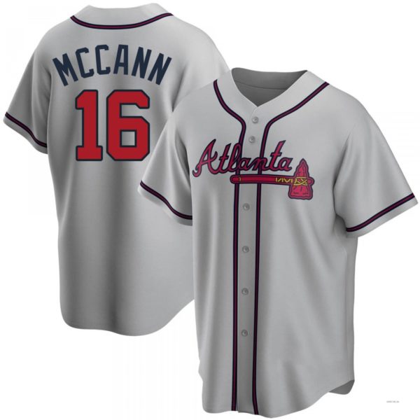 Atlanta Braves #16 Brian McCann Gray Road Jersey Stitches Baseball Jerseys